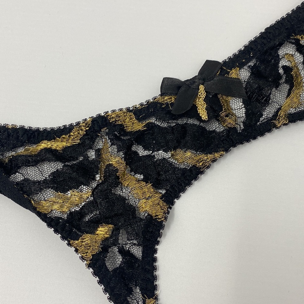 Agent Provocateur Genevieve Black Gold Suspender NWT $250 - Picture 3 of 8